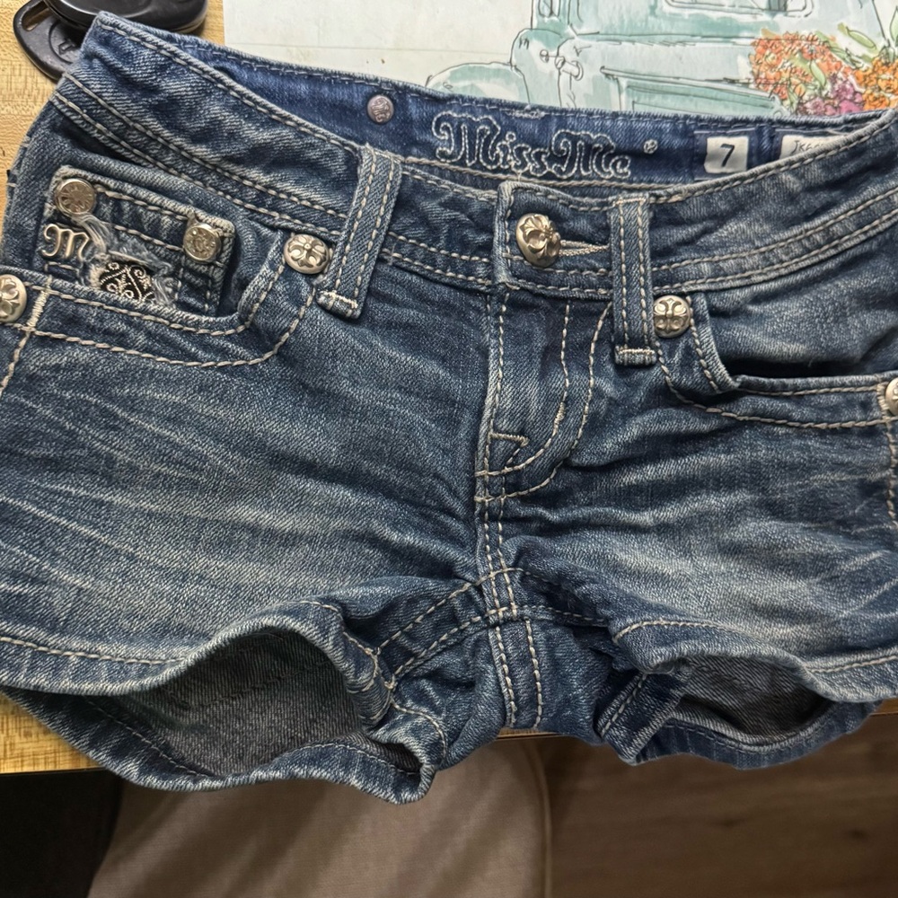 Miss Me Girls Dark Blue Jean Shorts